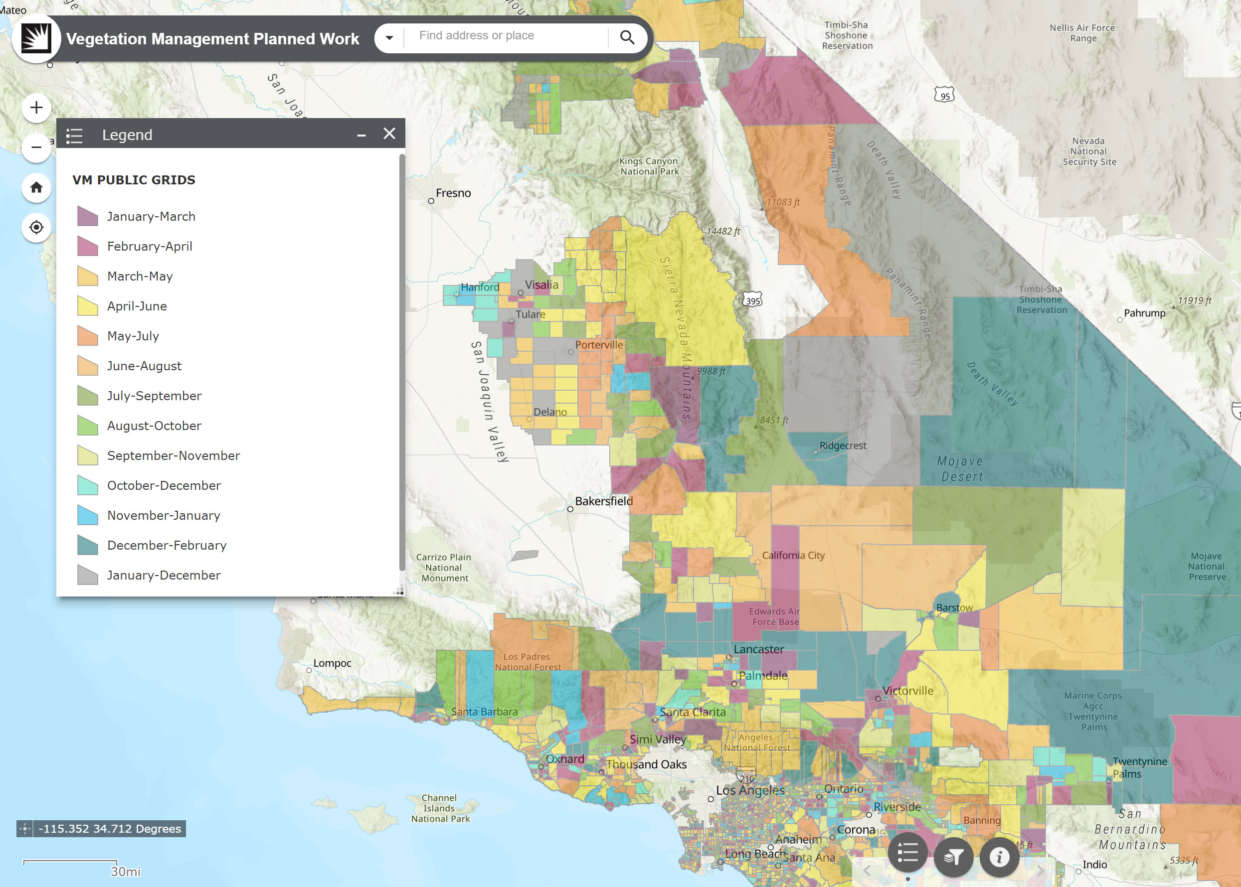 Vegetation Management Map with Legend