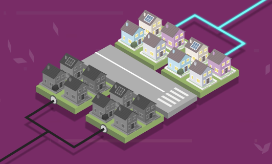 quartier alimenté par 2 réseaux électriques différents, l’un avec électricité et l’autre sans électricité