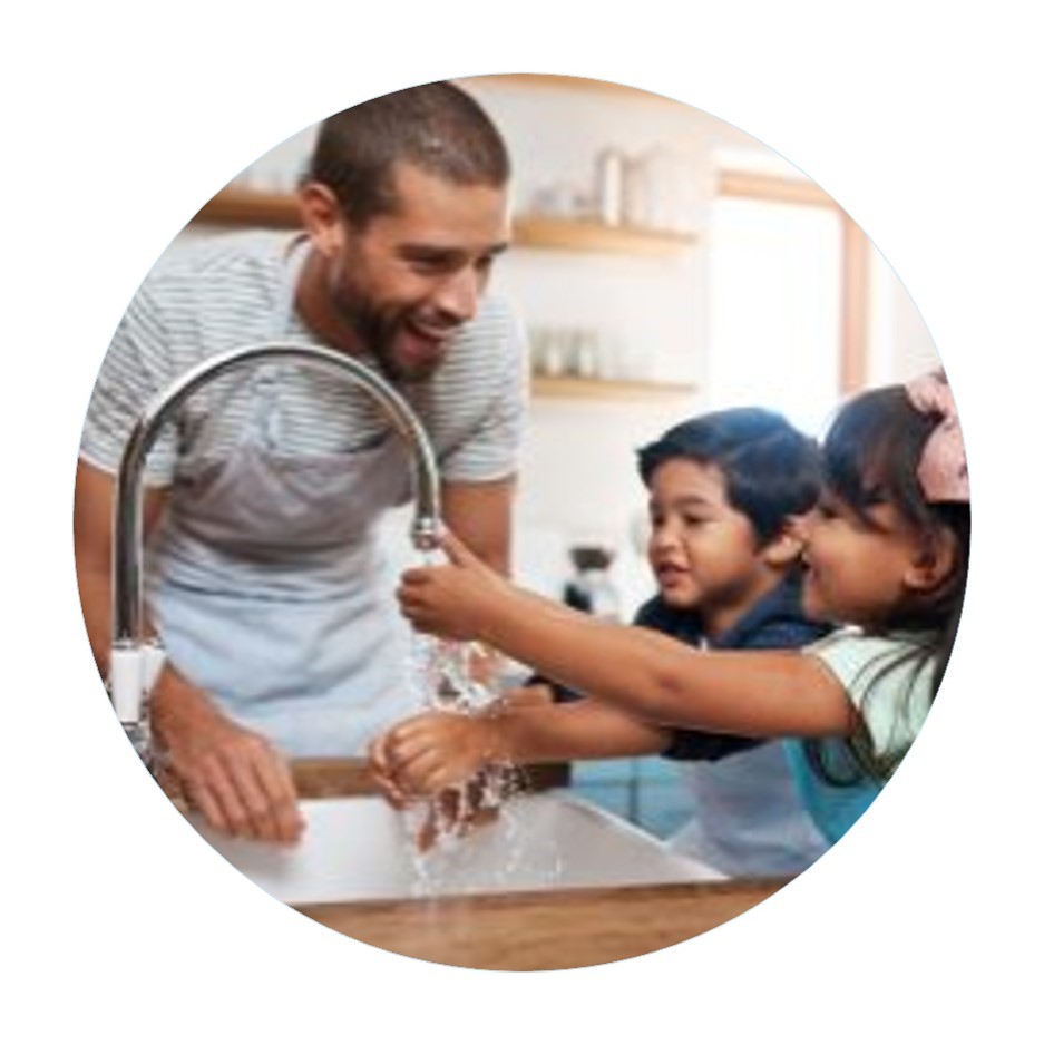 family washing hands