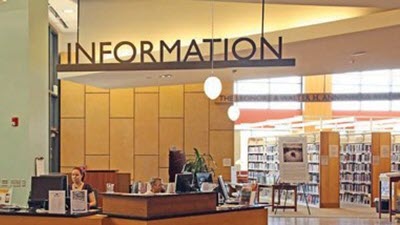 information desk in library